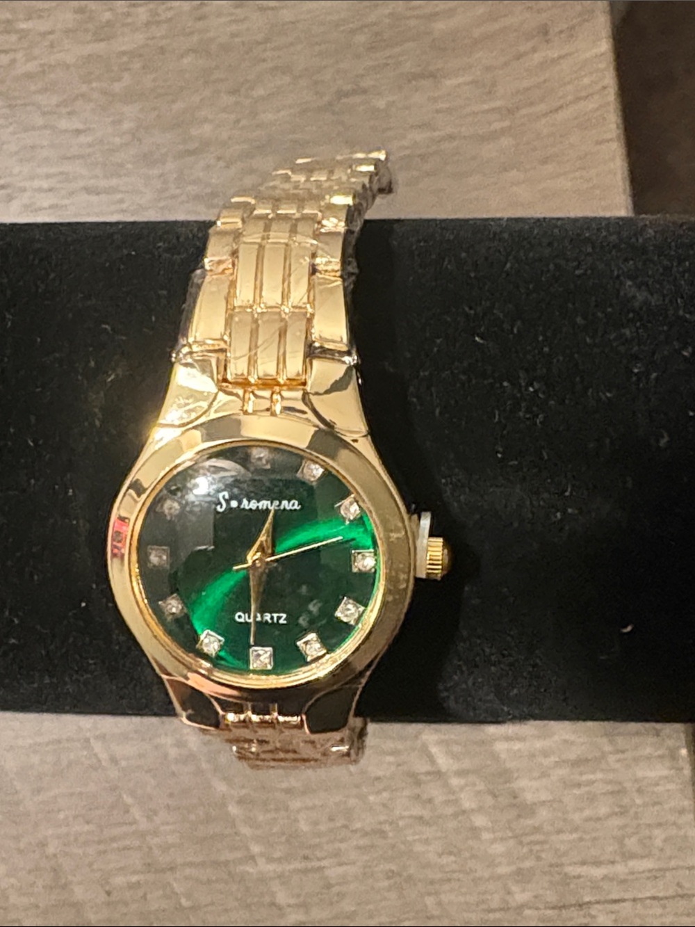 S. Romero Gold-Tone Green Dial Quartz Watch
